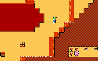 Keen pogos down a fiery cavern.