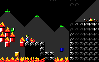 Keen navigates amongst dangerous fires.